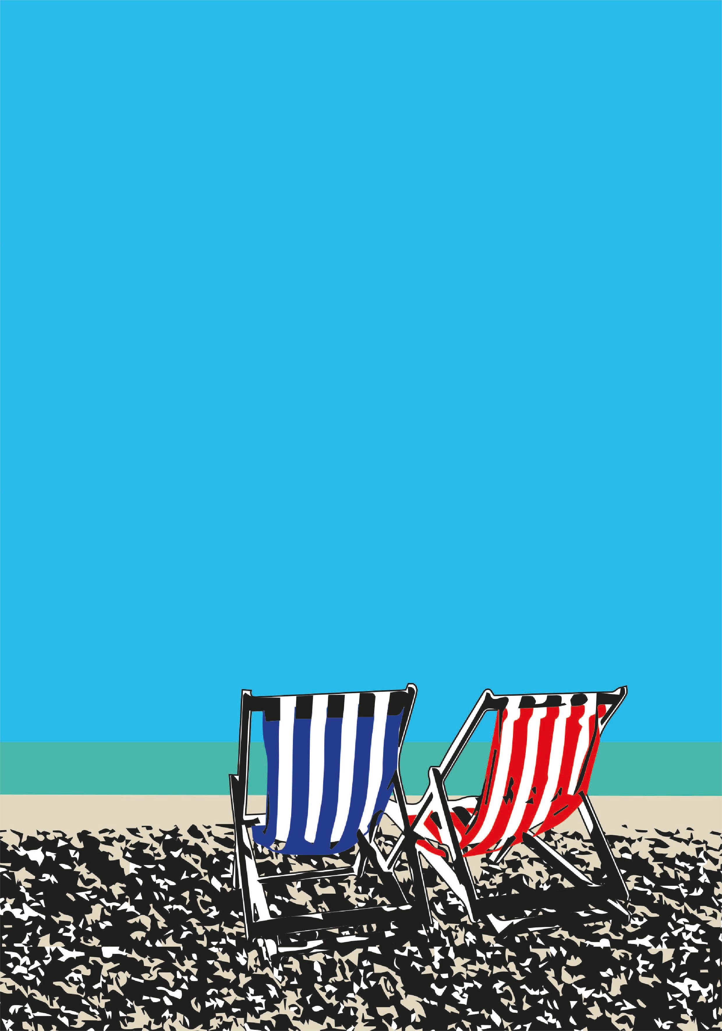 Brighton Deck Chairs - A4 Art Print