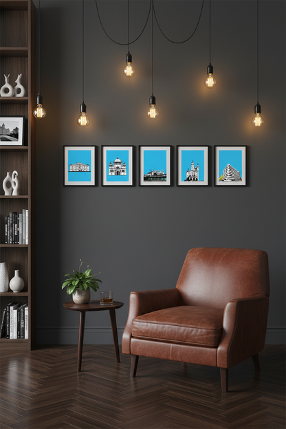 5 Brighton prints in masculine living room