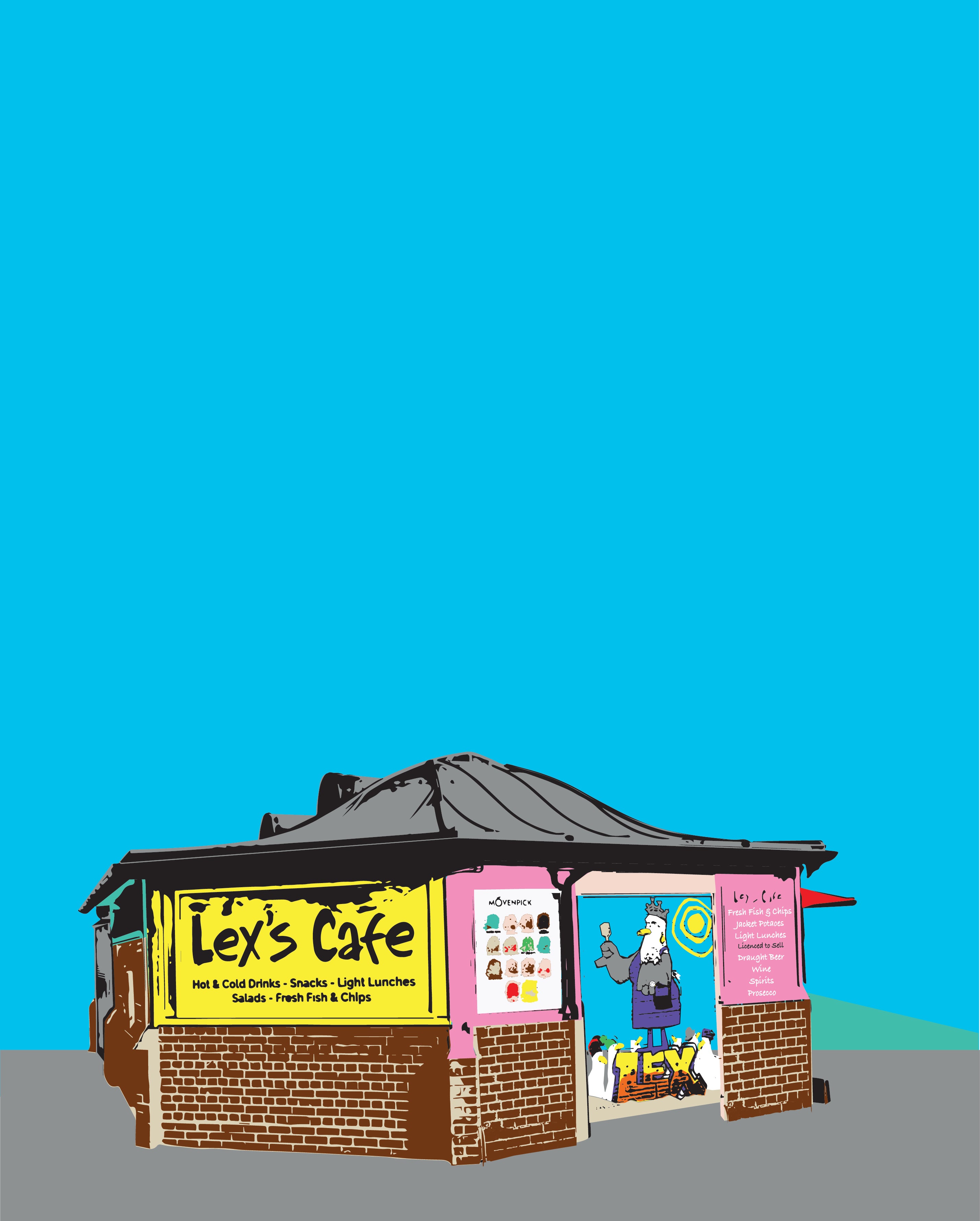 Lex's Cafe Brighton - A4 Art Print