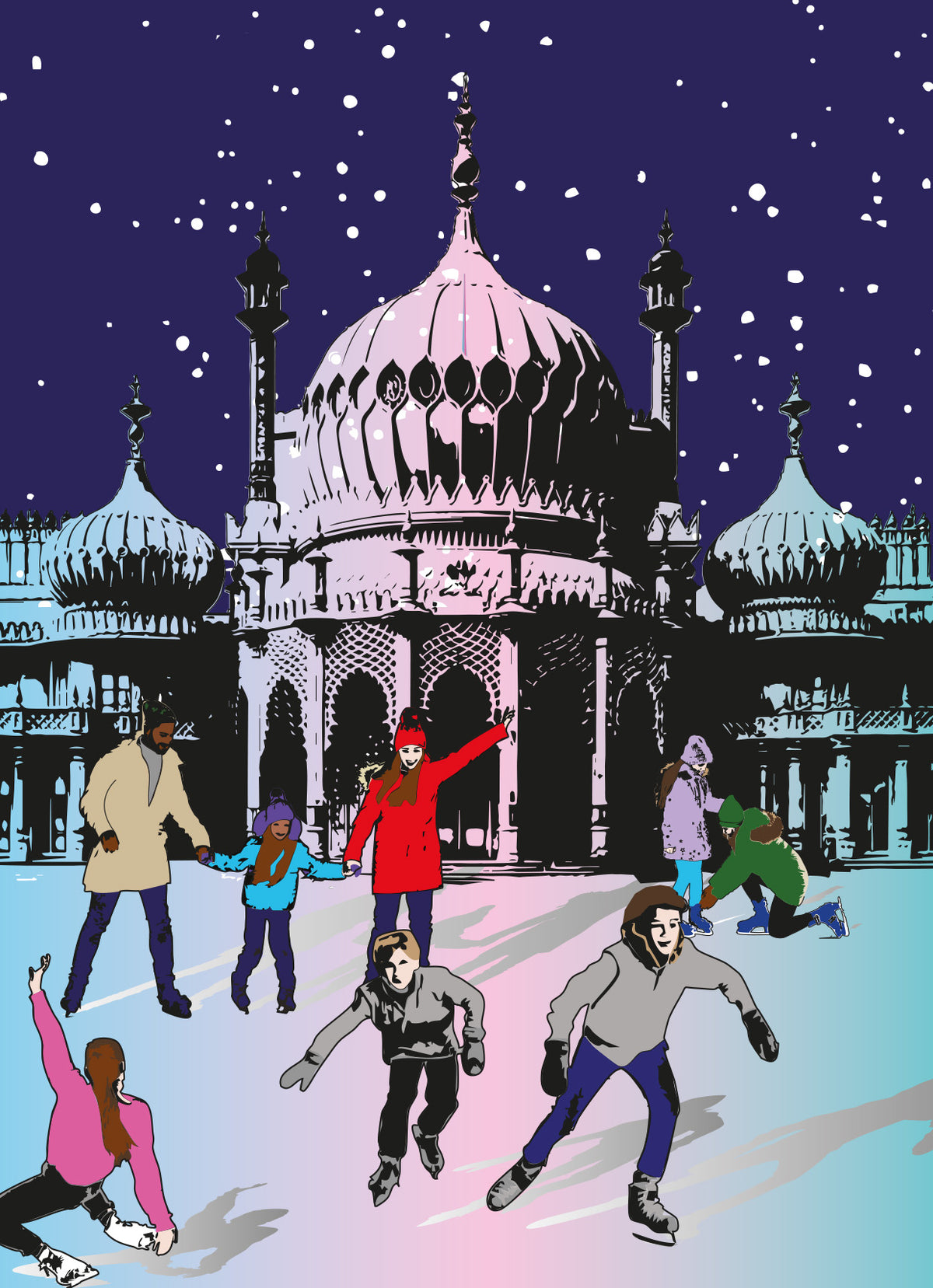 Brighton Pavillion, Ice Skating Christmas Greetings Card