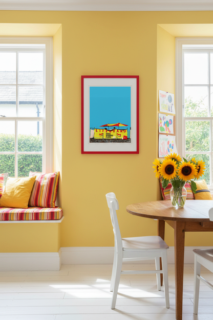 Brighton Lifeguard print styled in a bright sunny kitchen diner