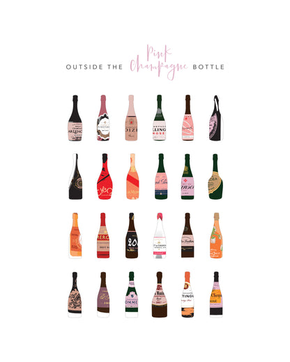 Outside The (Pink Champagne) Bottle Greetings Card