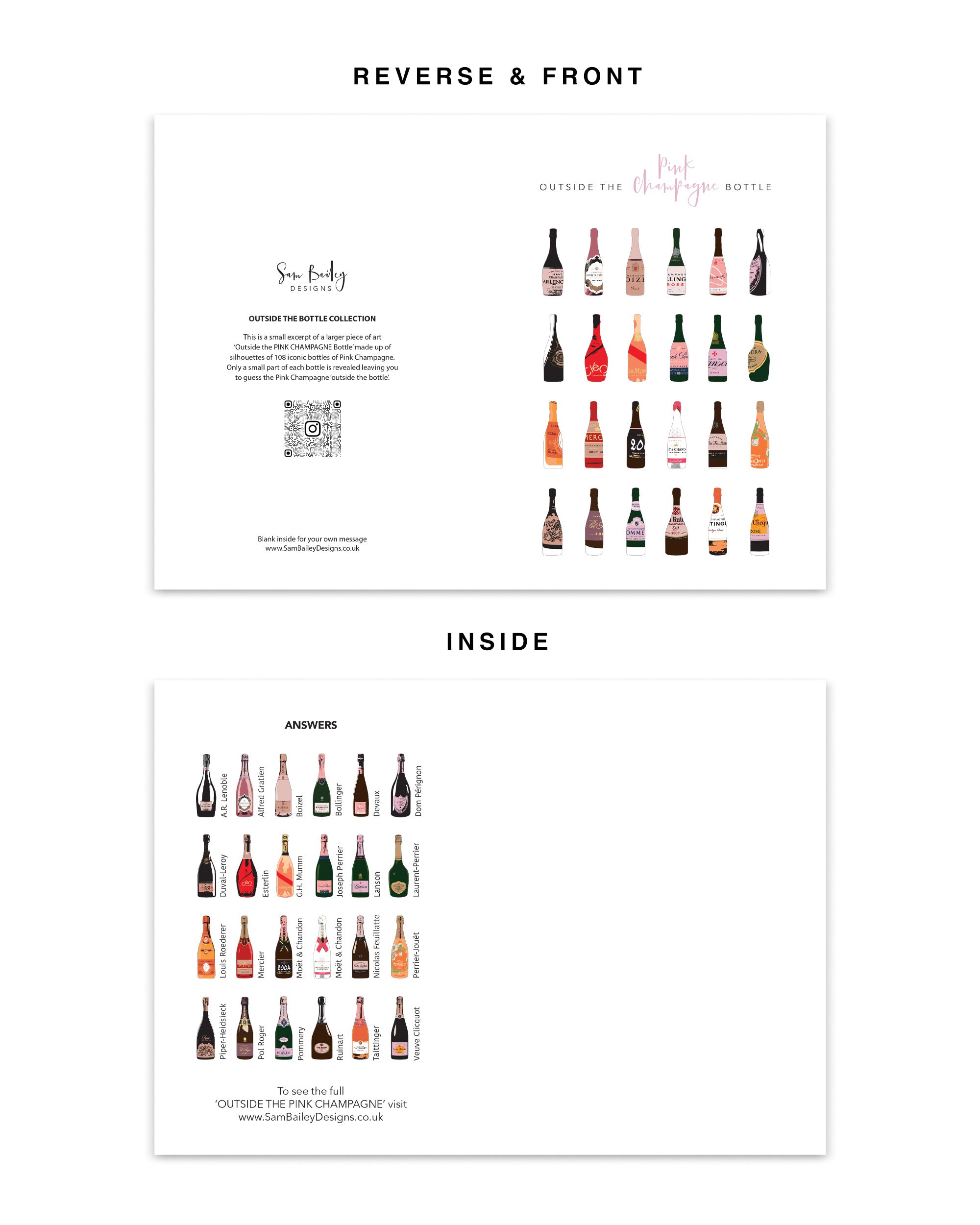 Outside The (Pink Champagne) Bottle Greetings Card